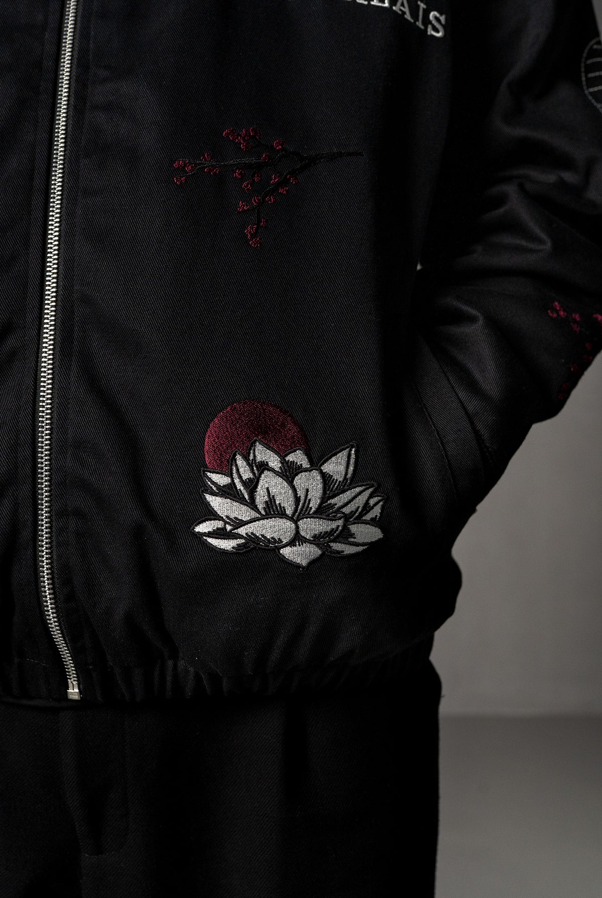 Herren Jacke mit japanischen Stickereien – Schwarz, Detail