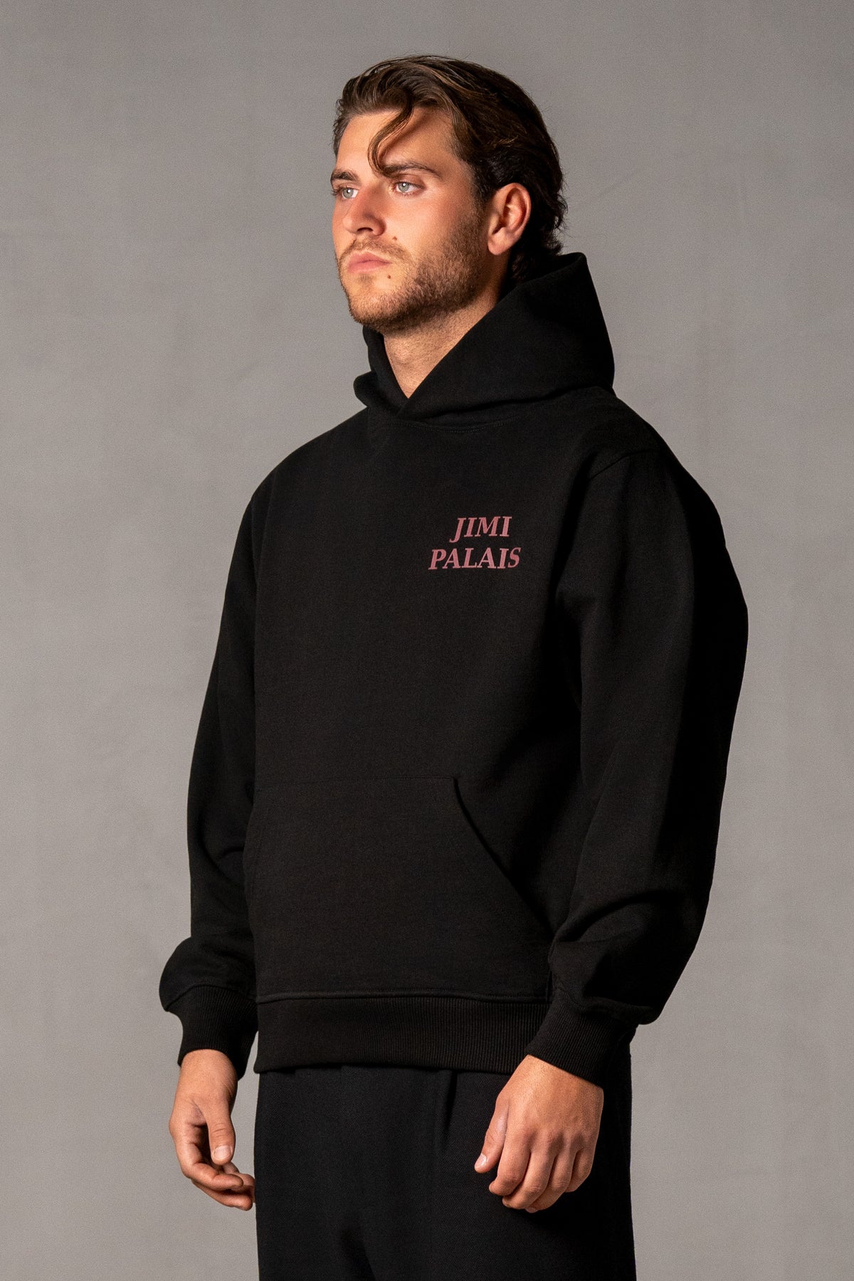 Herren Hoodie Schwarz mit Japan-Print – Schwarz, Seitenansicht