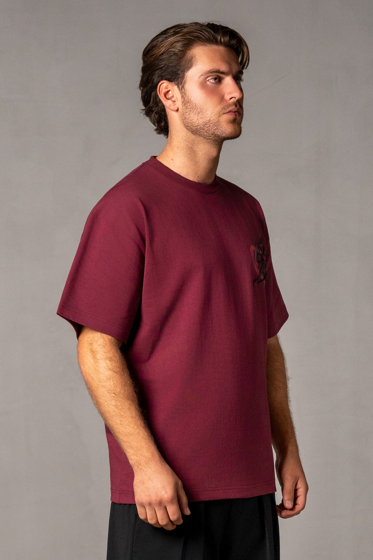Herren T-Shirt Rot mit Japan-Herz – Rot, Seitenansicht