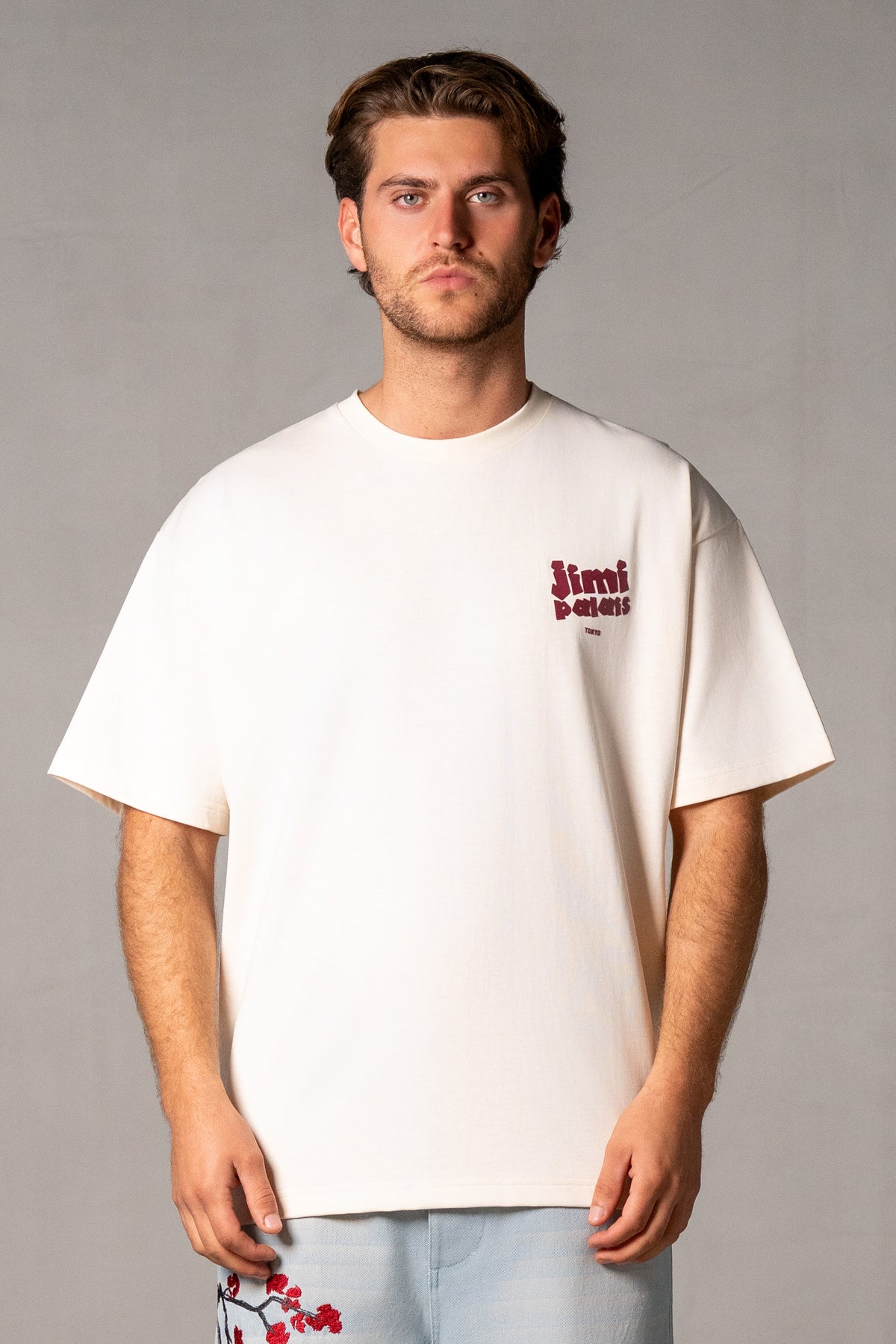 Herren T-Shirt Beige mit JIMI PALAIS Tokyo-Print – Beige, Vorderansicht