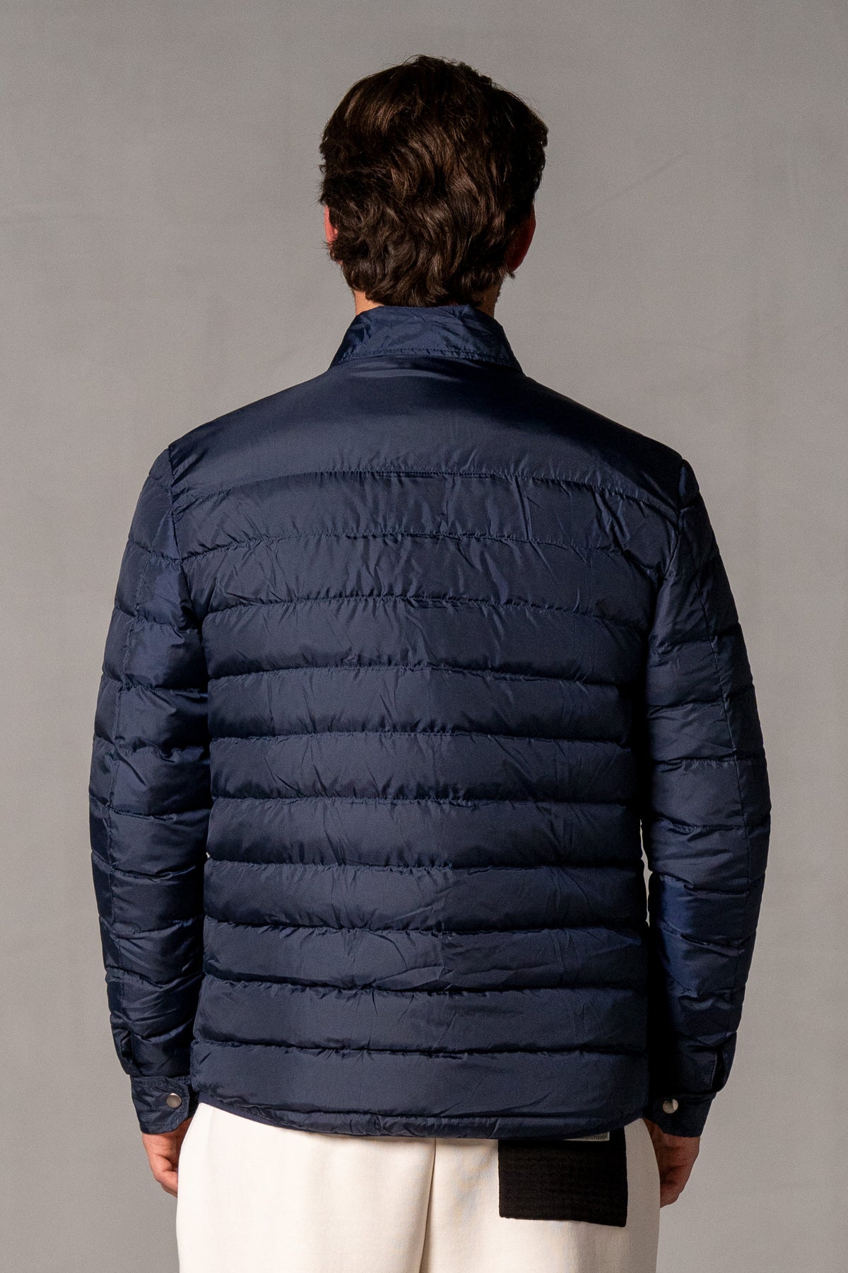 Herren Pufferjacke Dunkelblau mit JIMI PALAIS Stick – Dunkelblau, Rückansicht
