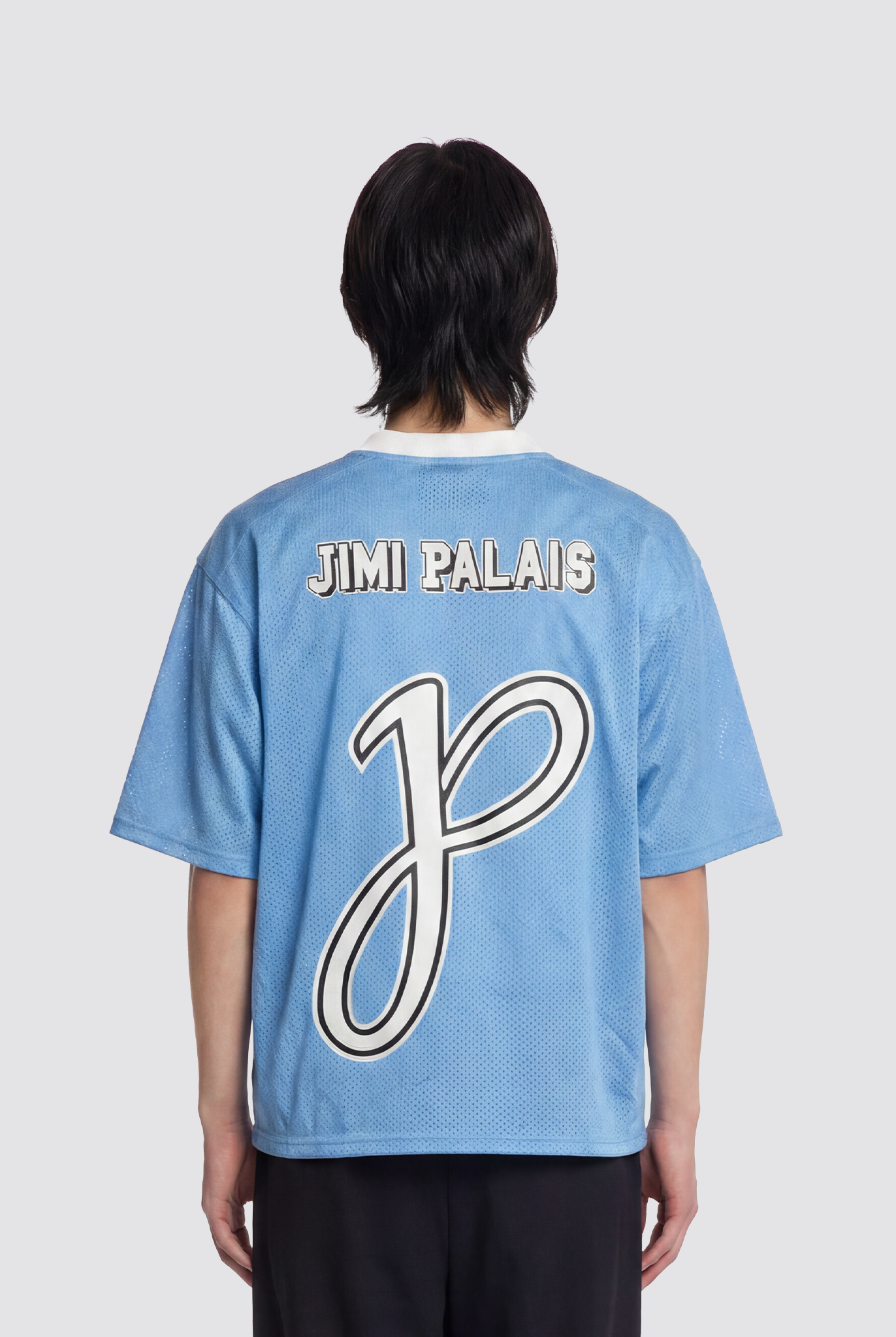 Babyblaues Premium Mesh Jersey mit JP Logo und V-Ausschnitt