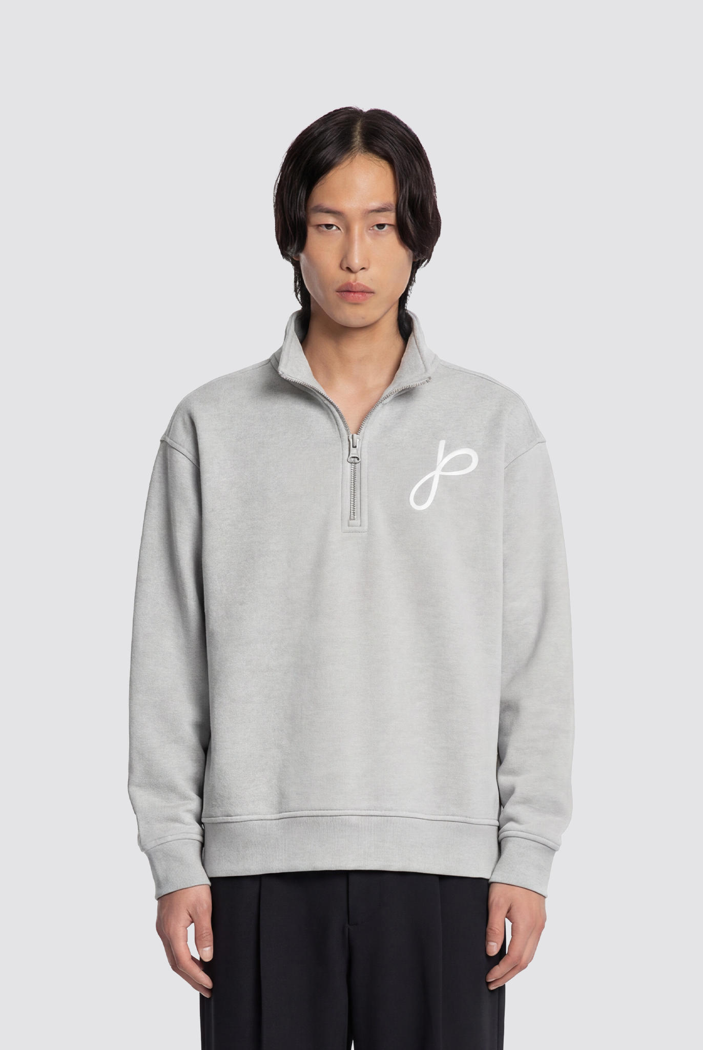 Sweater mit Reißverschluss und J Monogramm Stickerei