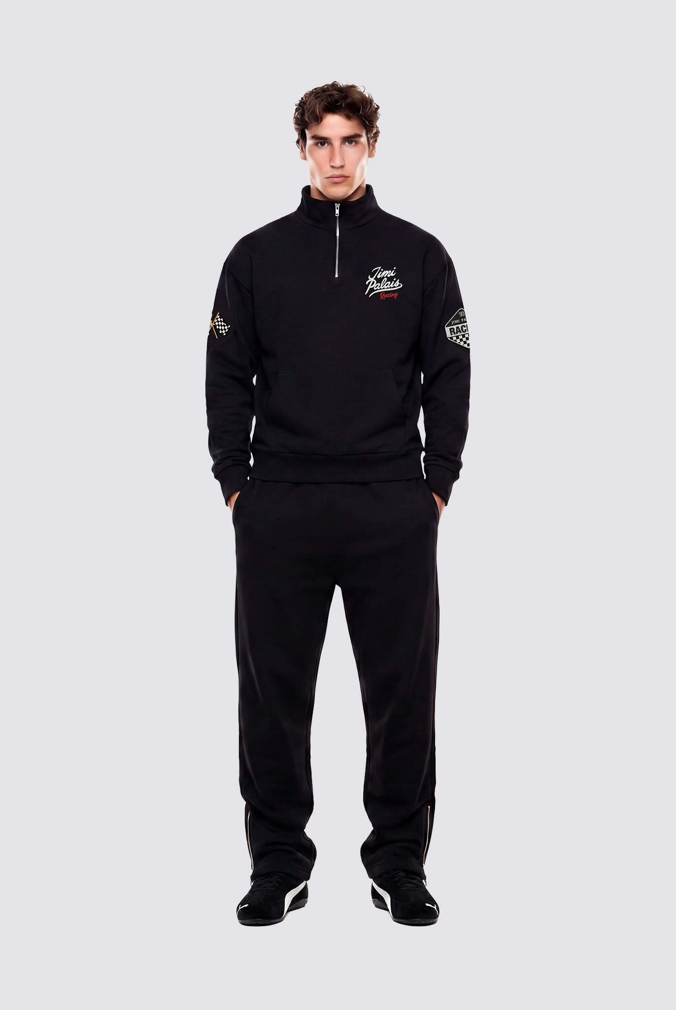 Schwere Baumwollhose mit elastischem Bund und Kordelzug sowie klarer Silhouette