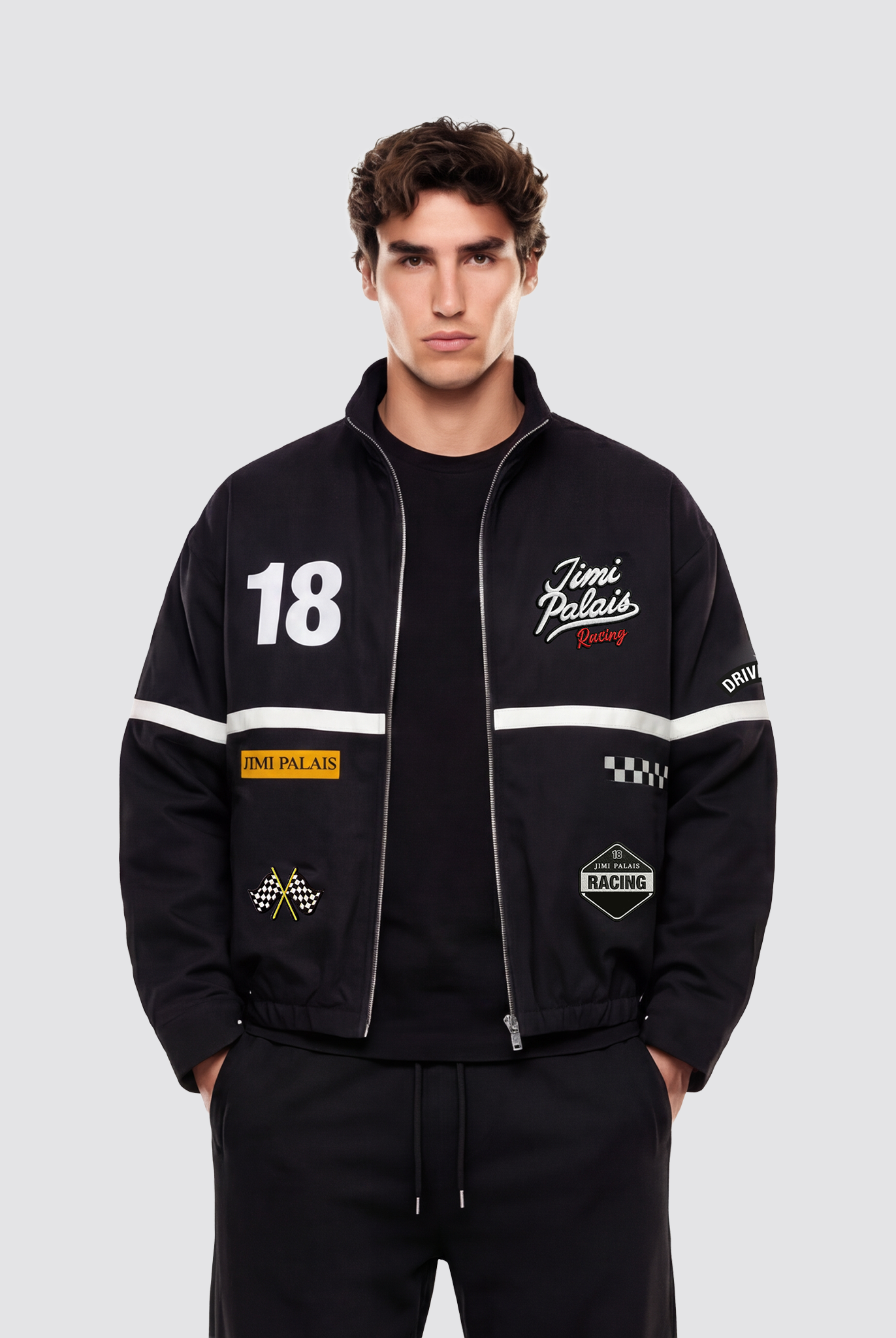 Jimi Palais Racing Jacke mit Applikationen und Rückenstickerei