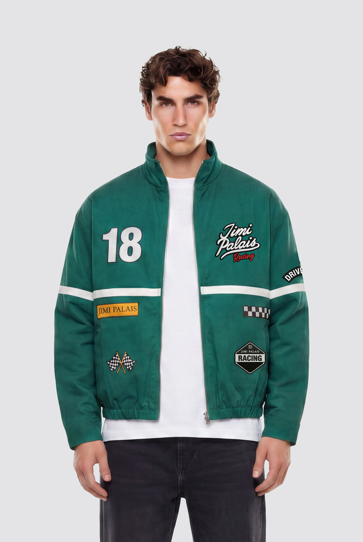 Jimi Palais Racing Jacke mit Applikationen und Rückenstickerei