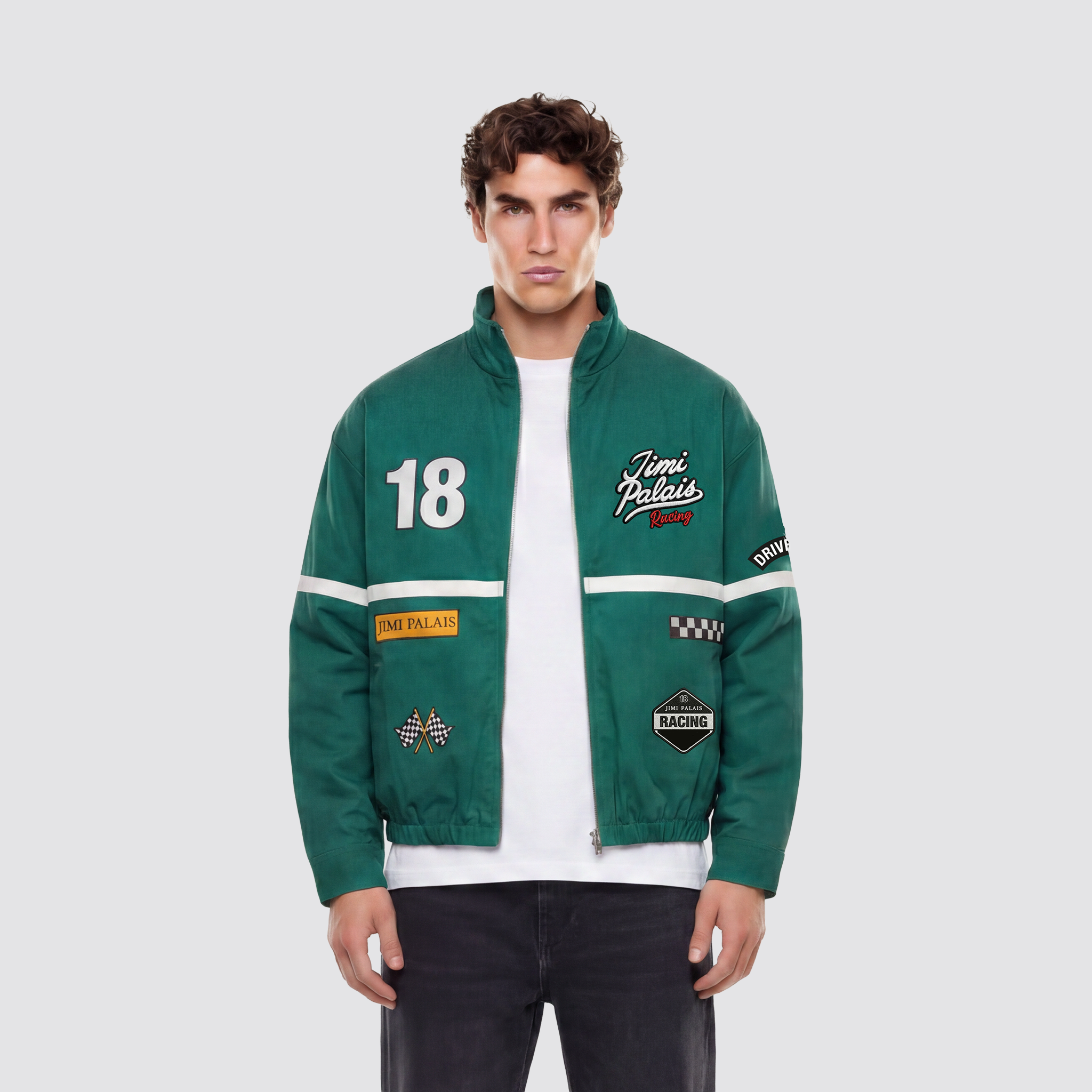 Jimi Palais Racing Jacke mit Applikationen und Rückenstickerei