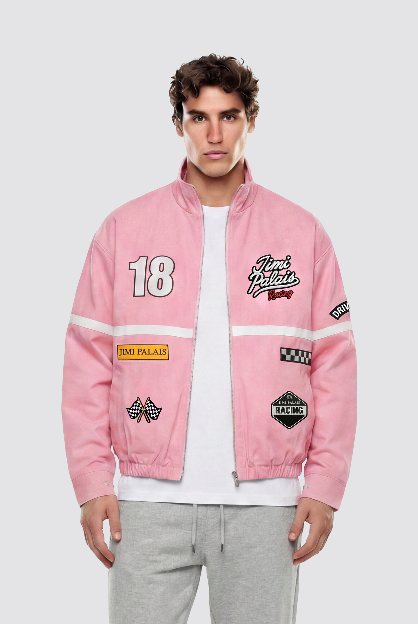 Jimi Palais Racing Jacke mit Applikationen und Rückenstickerei