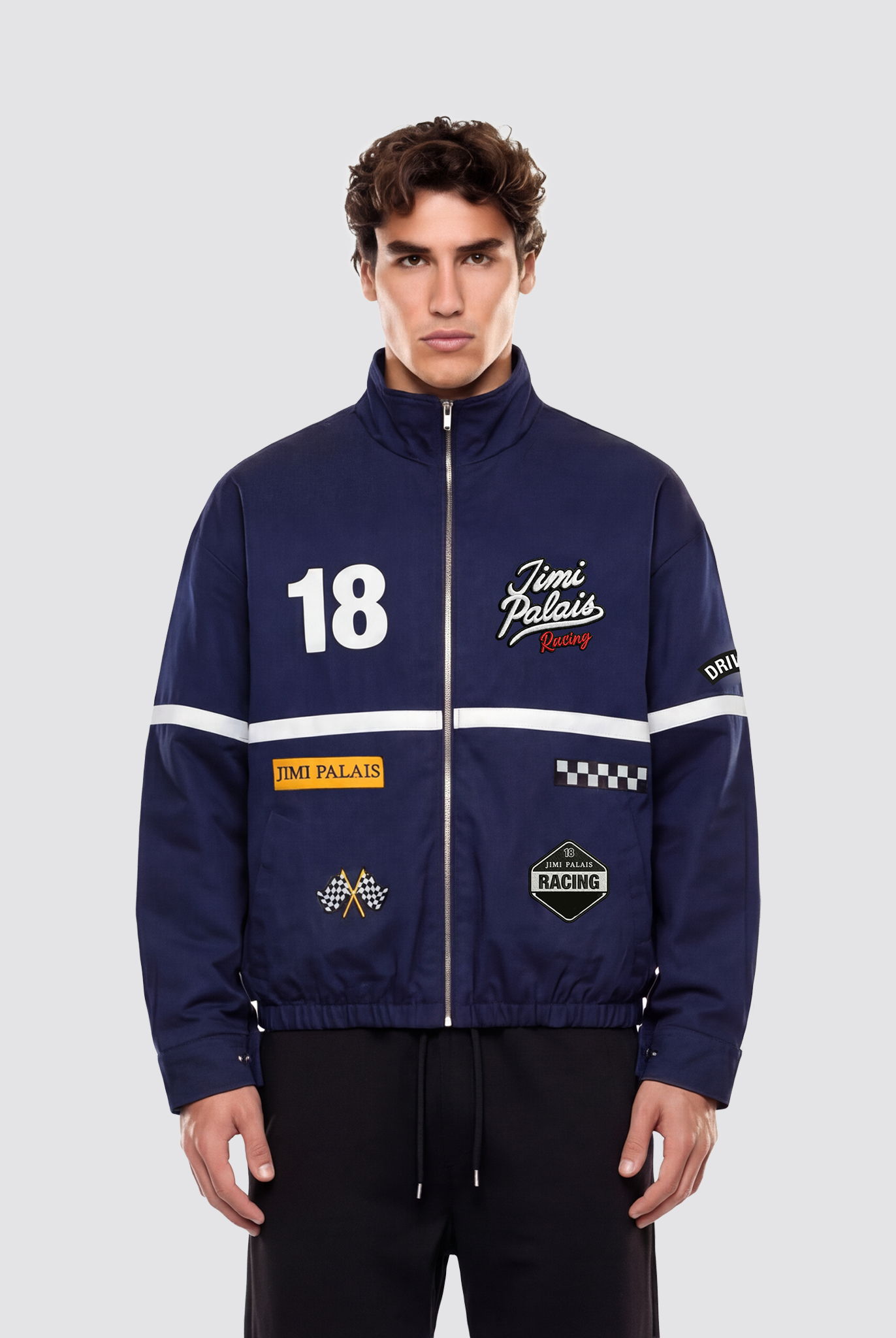 Jimi Palais Racing Jacke mit Applikationen und Rückenstickerei