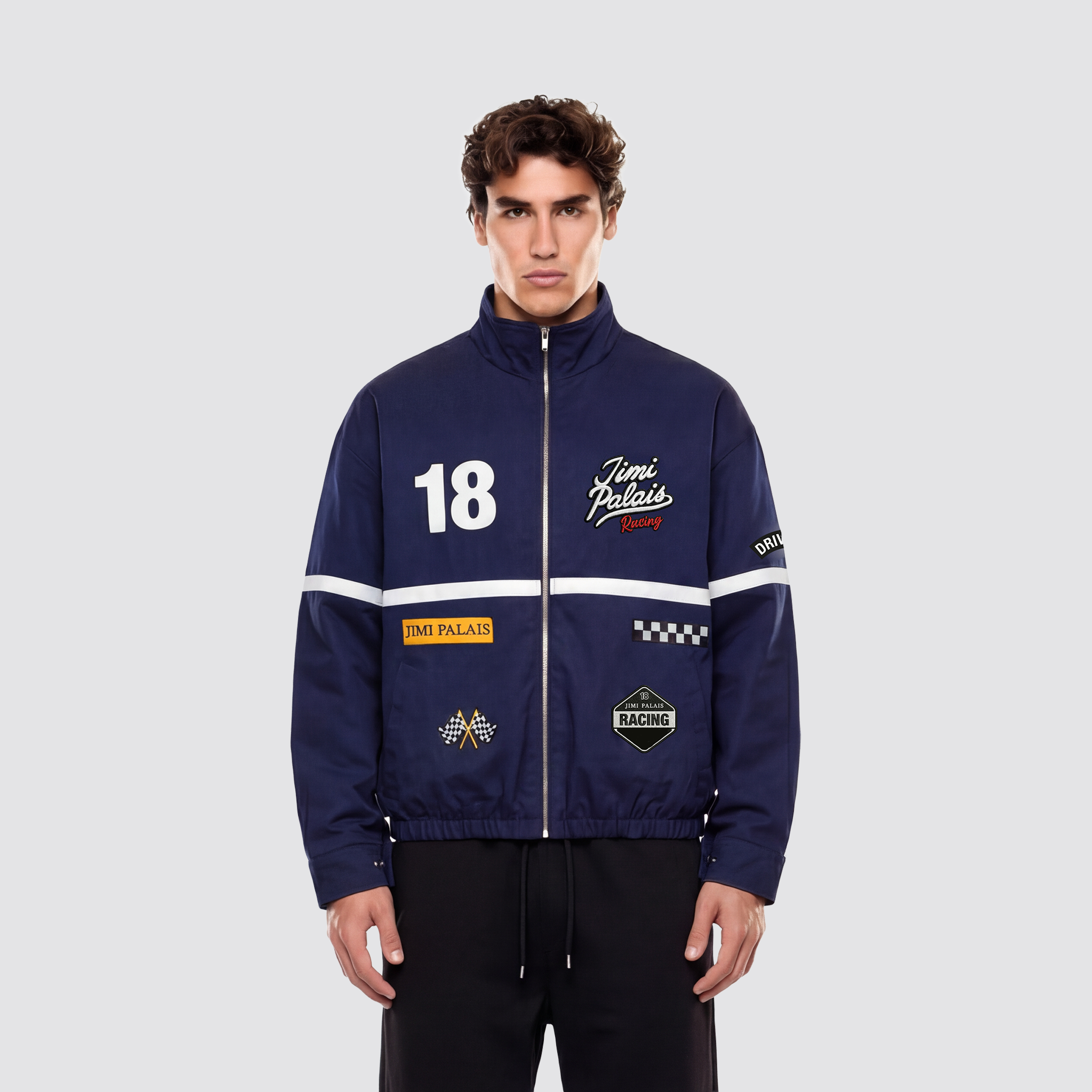 Jimi Palais Racing Jacke mit Applikationen und Rückenstickerei