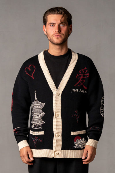 Cardigan with Japan Appliqués | JAPAN LOVE