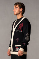 Herren Cardigan mit Japan-Applikationen – Schwarz, Seitenansicht