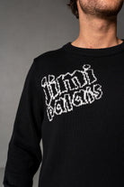 Herren Strick-Sweater mit JIMI PALAIS Jacquard-Logo – Schwarz, Detail