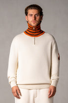 Herren Strickpolo mit Reißverschluss in Beige – Beige, Vorderansicht