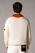 Herren Strickpolo mit Reißverschluss in Beige – Beige, Rückansicht