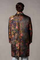 Herren Mantel mit japanischem Blumen-Jacquard – Blumenmuster, Rückansicht