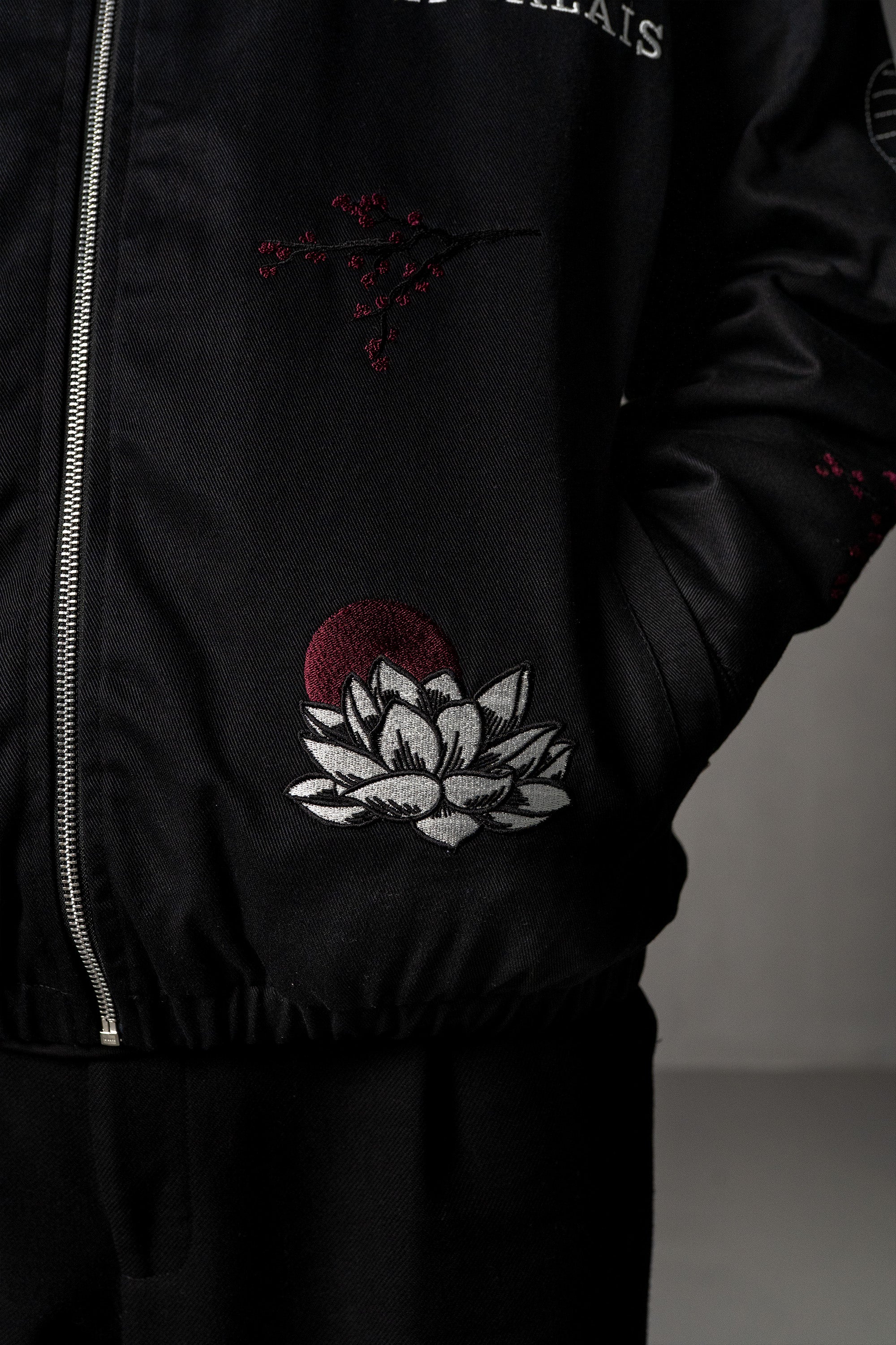 Herren Jacke mit japanischen Stickereien – Schwarz, Detail