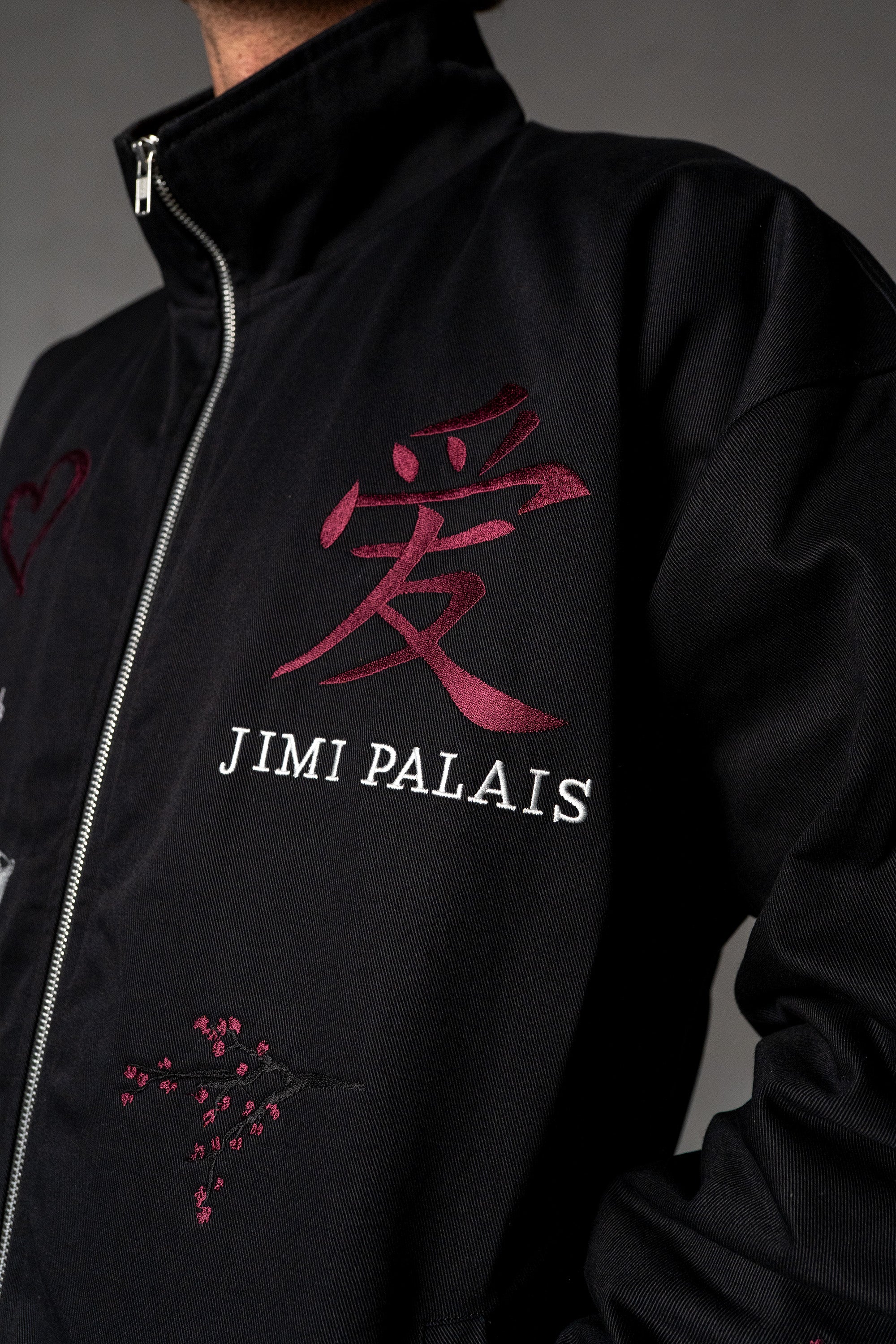 Herren Jacke mit japanischen Stickereien – Schwarz, Detail