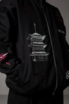 Herren Jacke mit japanischen Stickereien – Schwarz, Detail