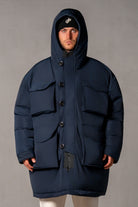 Herren Winterjacke mit JAPAN LOVE 3D-Applikation – Marineblau, Vorderansicht