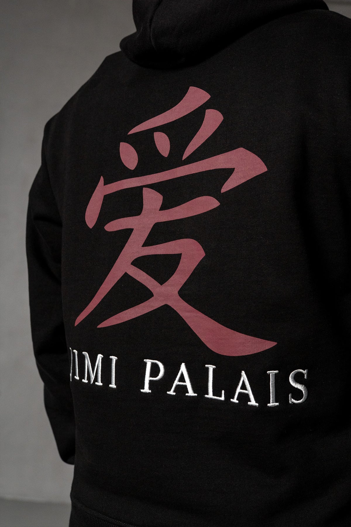 Herren Hoodie Schwarz mit Japan-Print – Schwarz, Detail