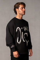 Herren Sweatshirt mit JIMI PALAIS Love-Typografie – Schwarz, Seitenansicht