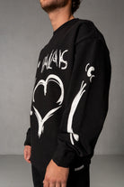 Herren Sweatshirt mit JIMI PALAIS Love-Typografie – Schwarz, Detail