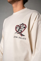 Herren Longsleeve Beige mit Japan-Herz – Beige, Detail