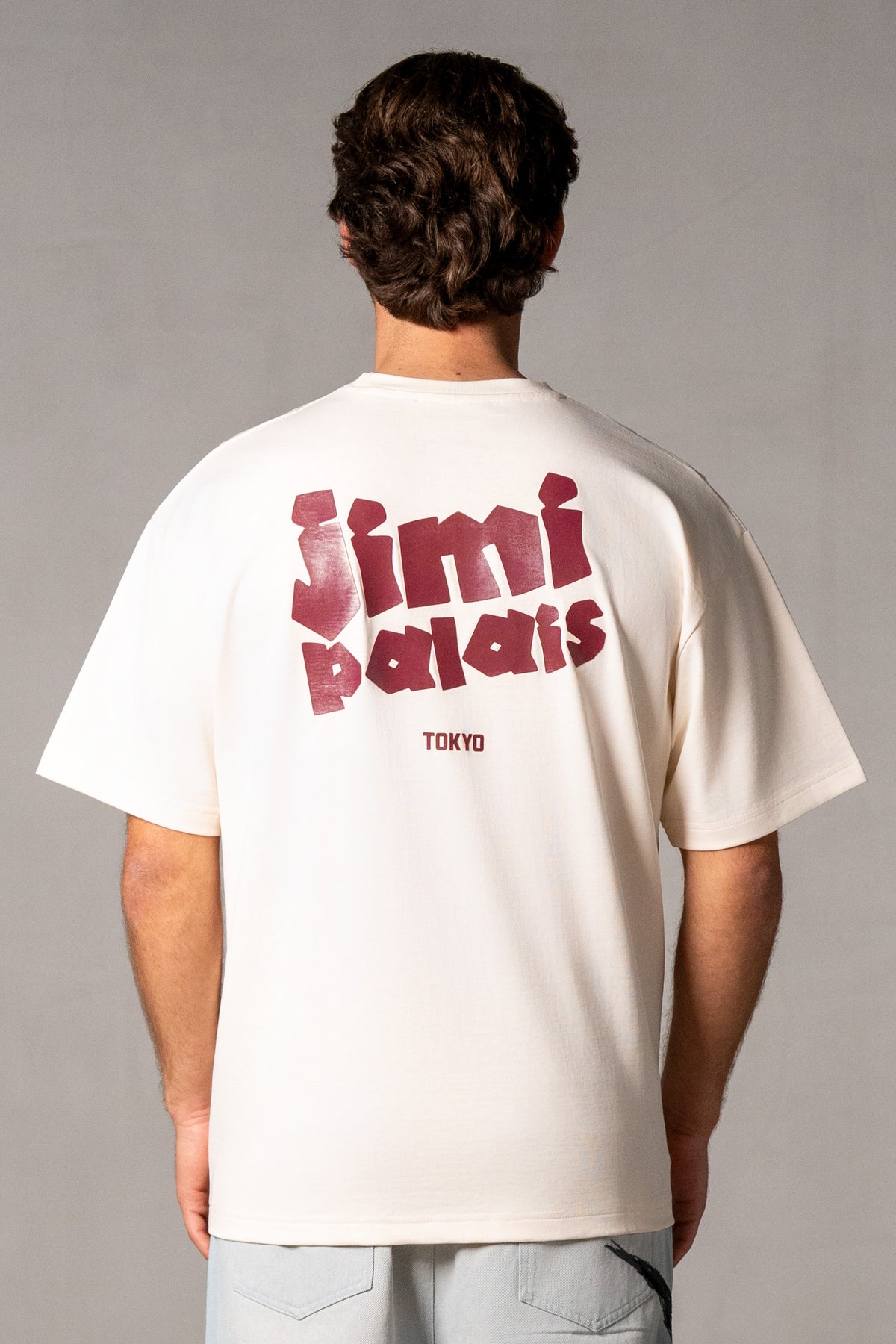 Herren T-Shirt Beige mit JIMI PALAIS Tokyo-Print – Beige, Rückansicht