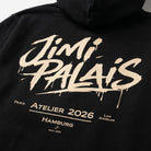 Schwarzer Hoodie mit kleinem Frontprint und großem Rückenprint
