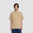 Beiges T Shirt mit Brusttasche, Reißverschluss und J Monogramm