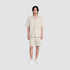 Weiße Velours Short mit Karomuster 