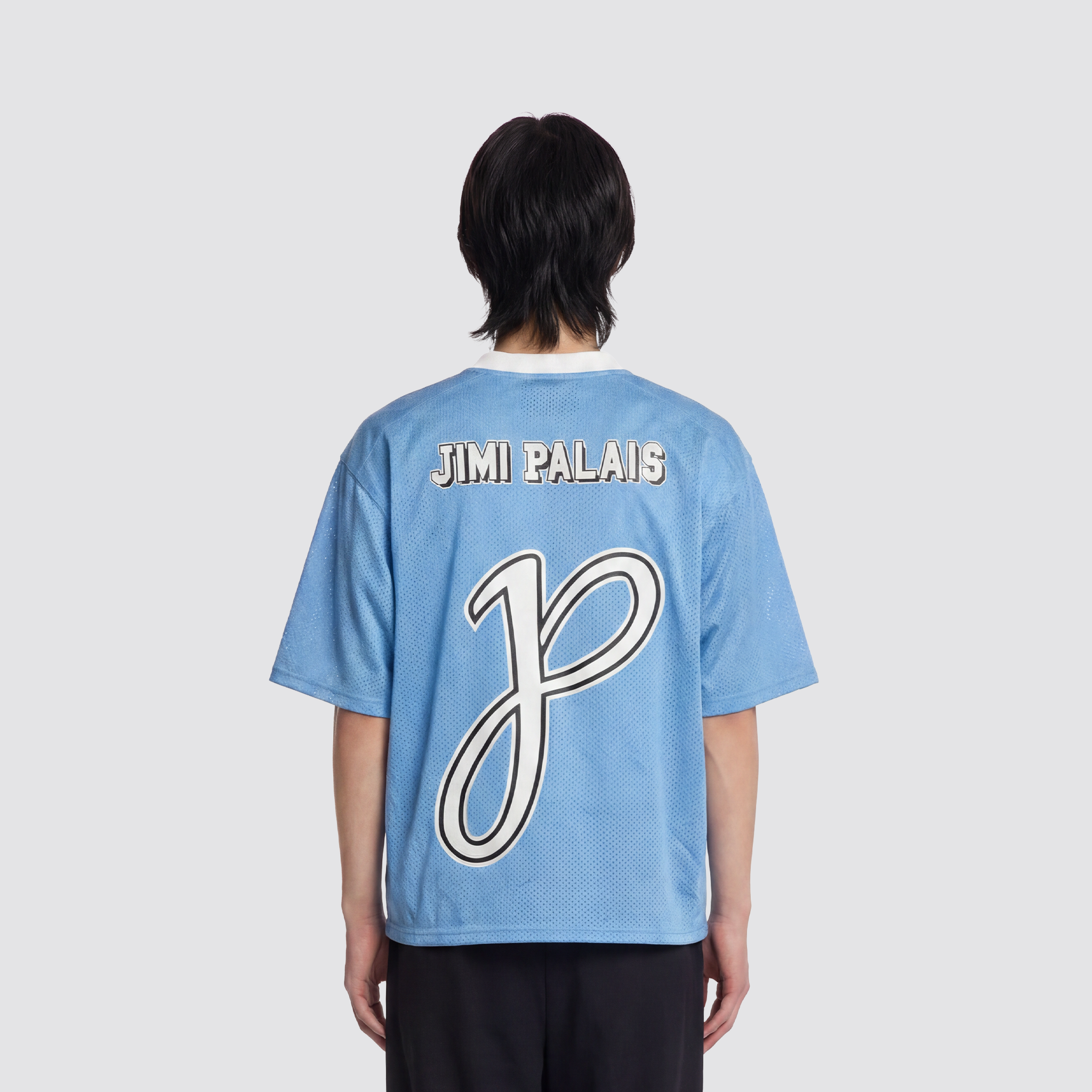 Babyblaues Premium Mesh Jersey mit JP Logo und V-Ausschnitt
