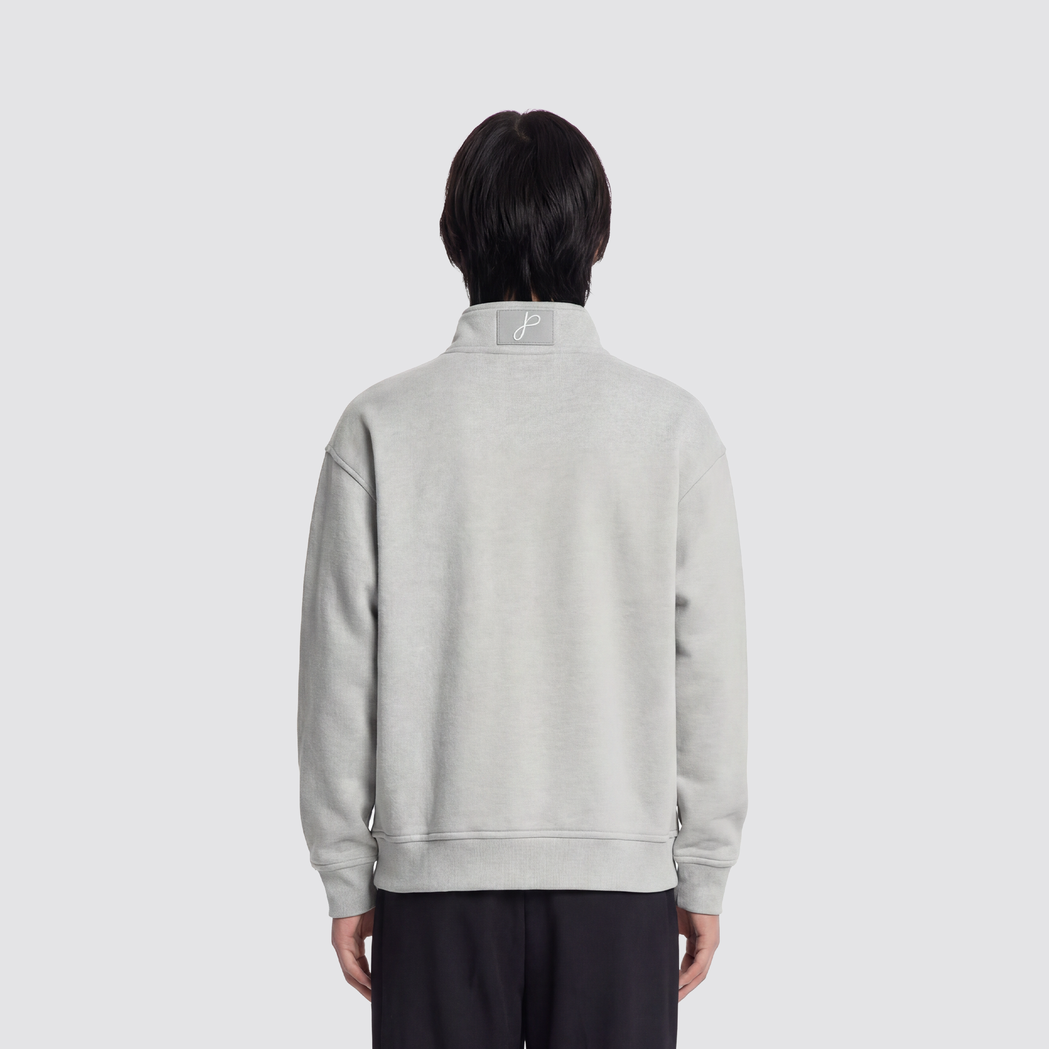 Sweater mit Reißverschluss und J Monogramm Stickerei