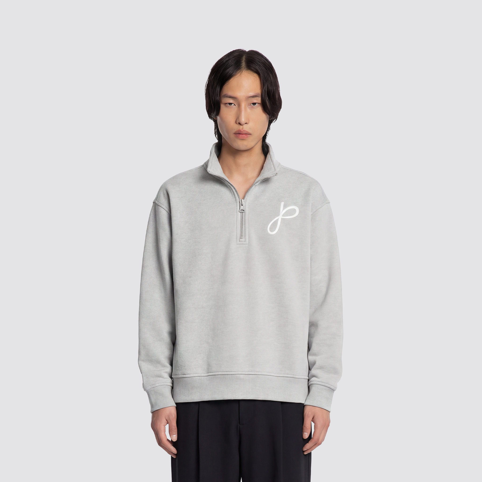 Sweater mit Reißverschluss und J Monogramm Stickerei
