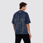 T Shirt mit Bruststickerei und dichtem Stoff mit Backprint im Reifenmuster 