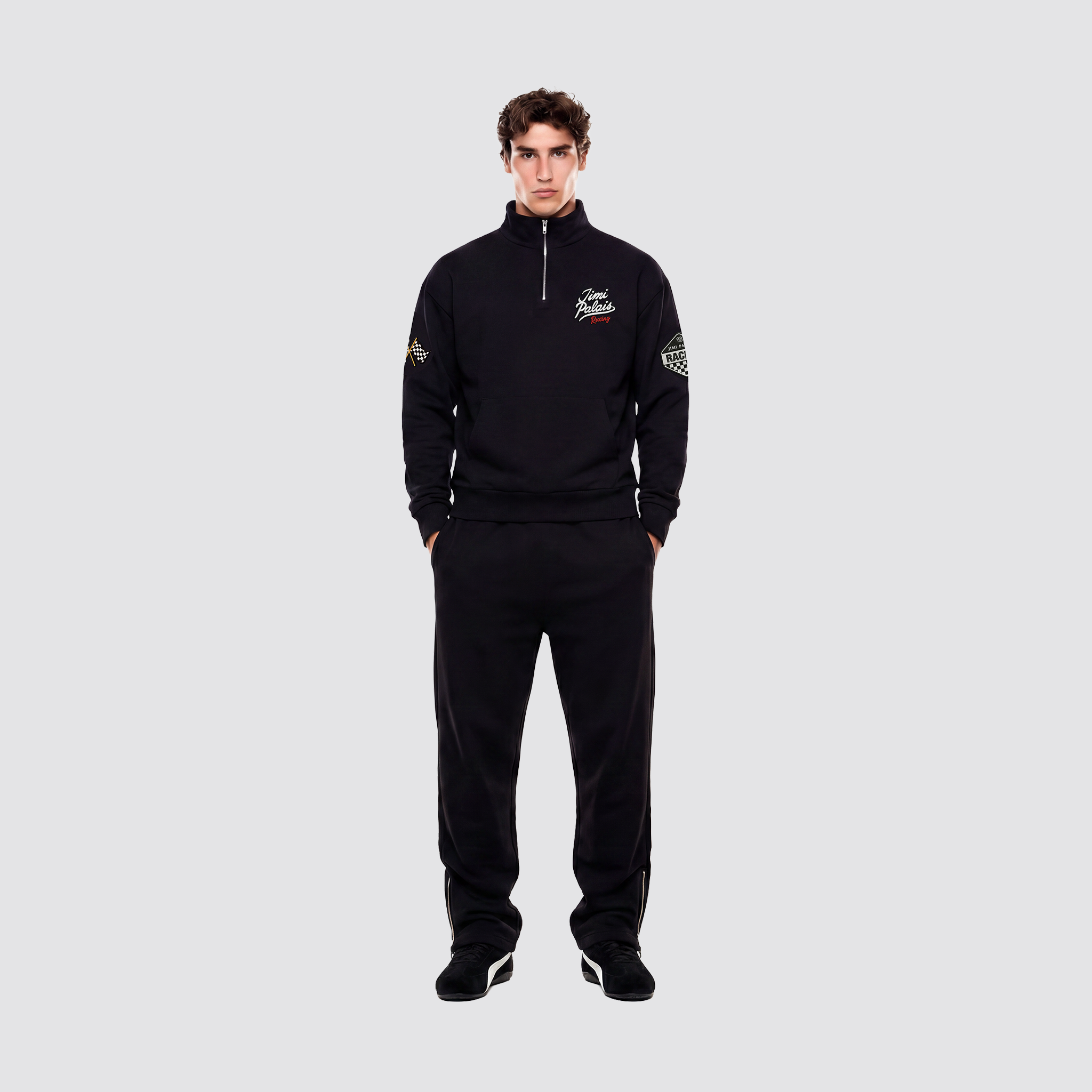 Schwere Baumwollhose mit elastischem Bund und Kordelzug sowie klarer Silhouette