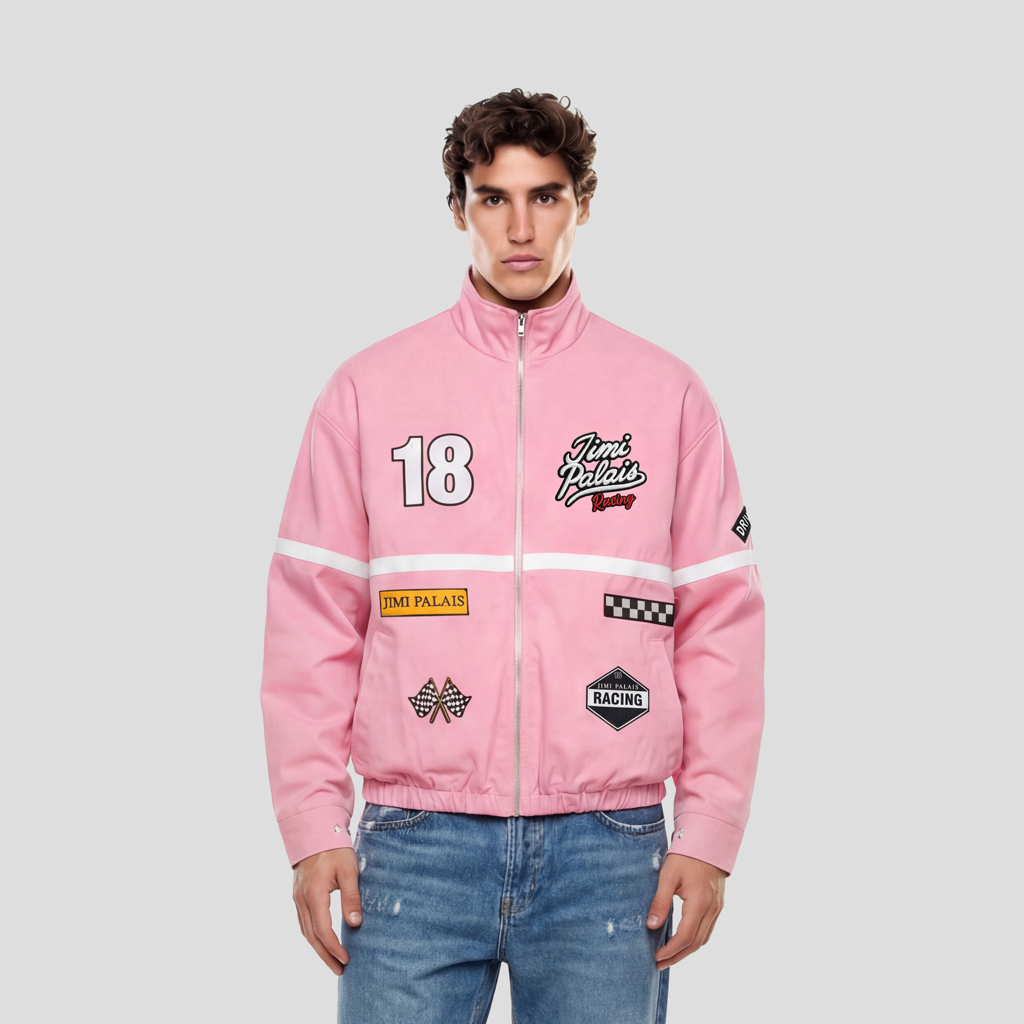 Jimi Palais Racing Jacke mit Applikationen und Rückenstickerei