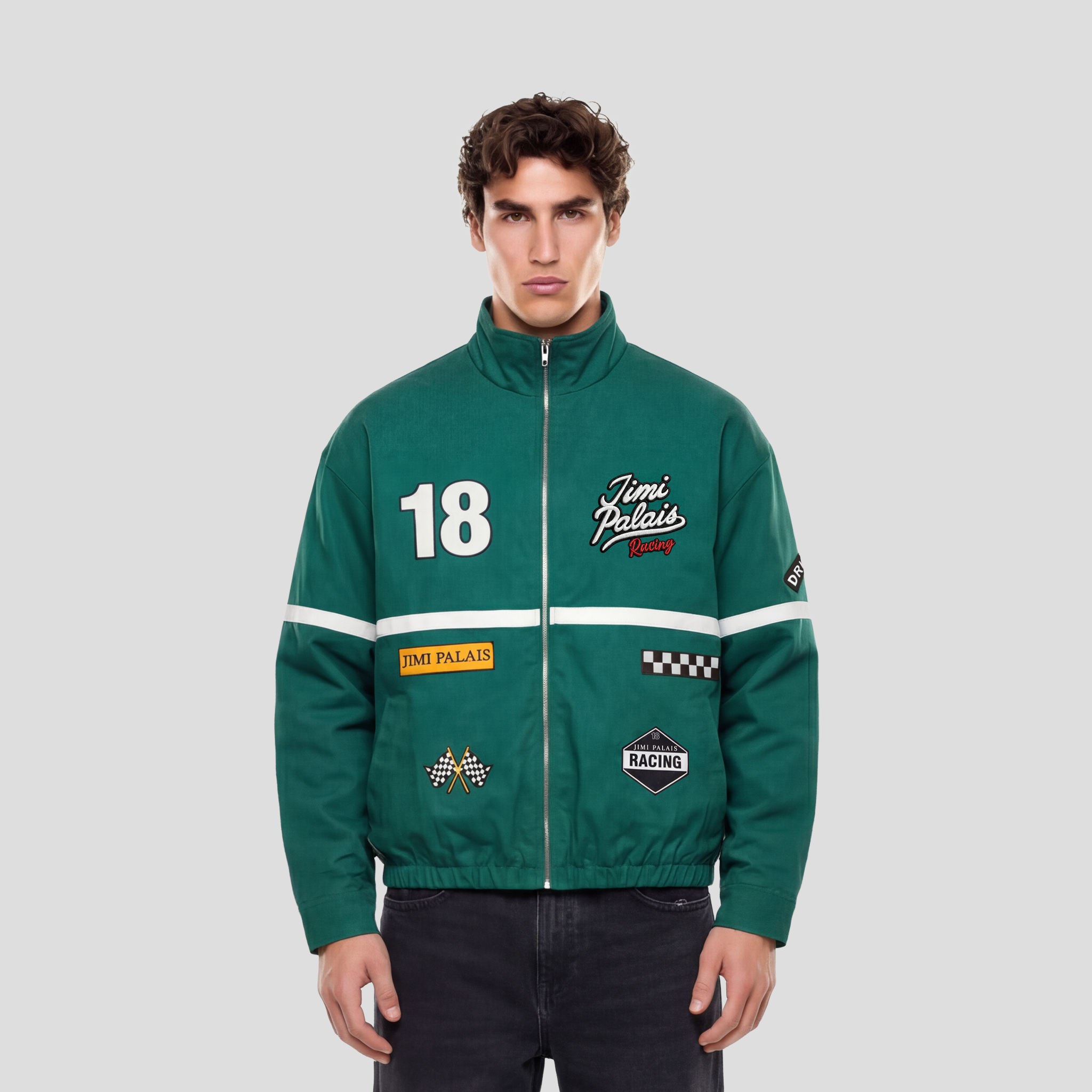 Jimi Palais Racing Jacke mit Applikationen und Rückenstickerei