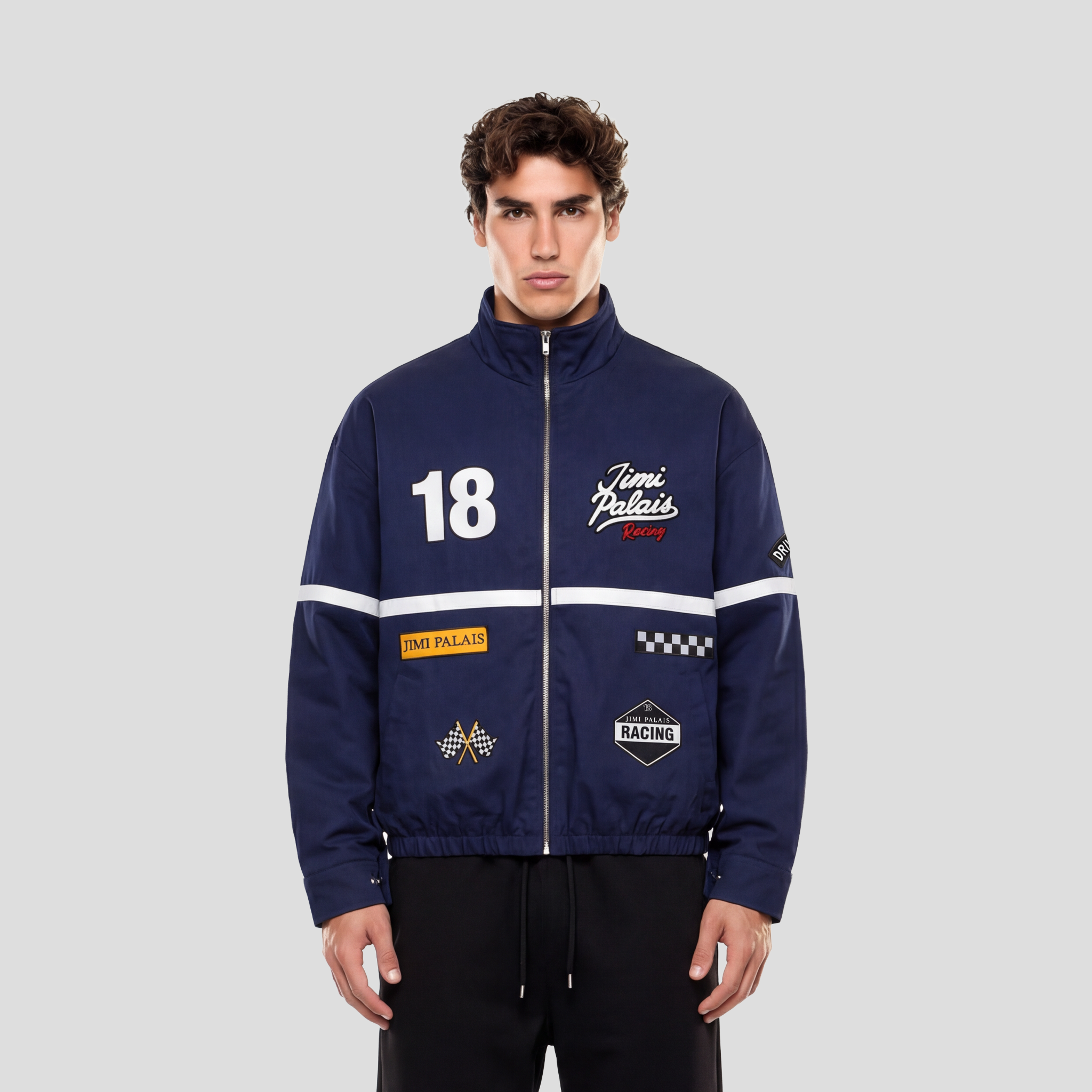 Jimi Palais Racing Jacke mit Applikationen und Rückenstickerei