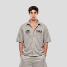 Oversize Hemd mit Alcantara Optik und hochwertigen Applikationen auf der Vorderseite