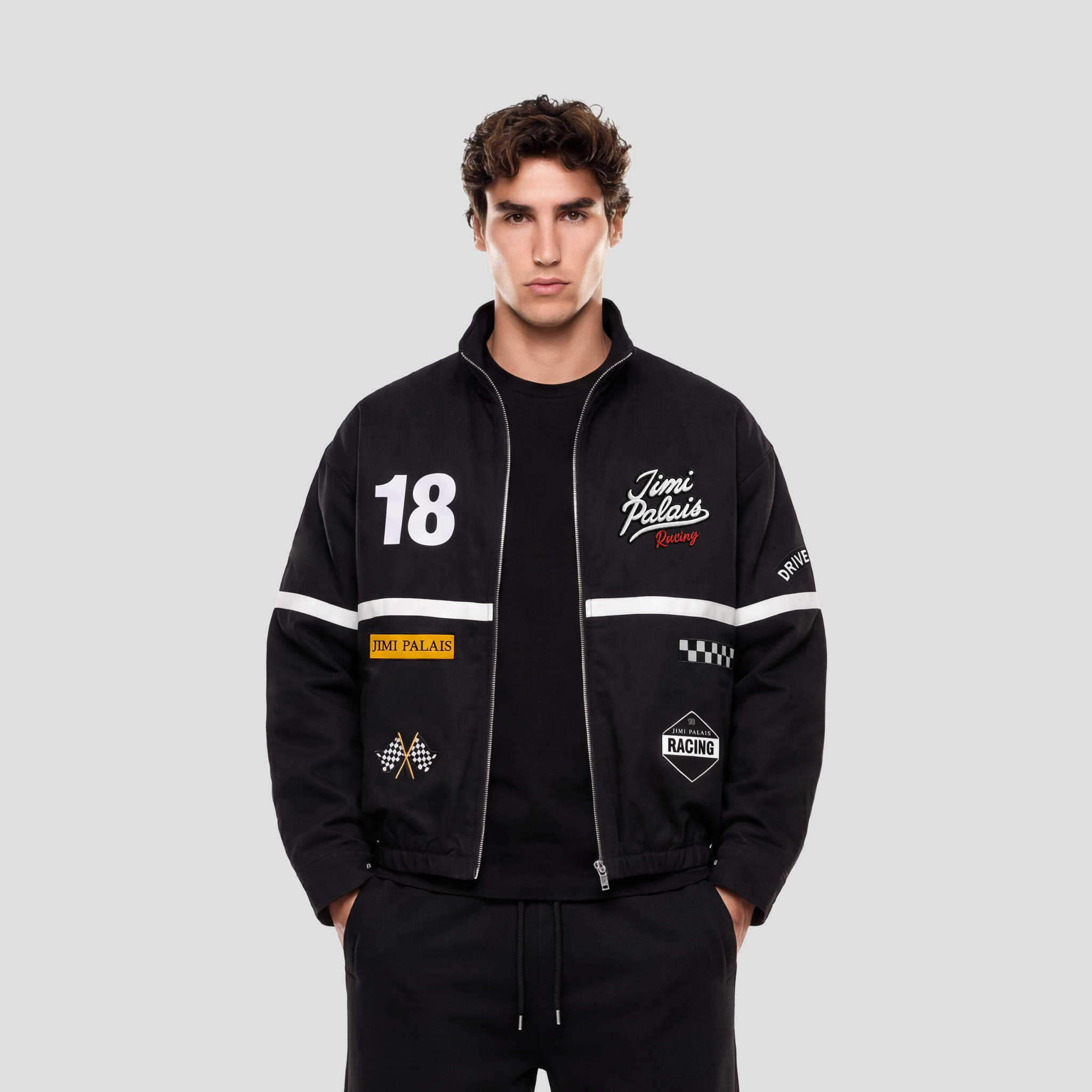 Jimi Palais Racing Jacke mit Applikationen und Rückenstickerei