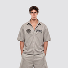 Oversize Hemd mit Alcantara Optik und hochwertigen Applikationen auf der Vorderseite