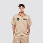 Oversize Hemd mit Alcantara Optik und hochwertigen Applikationen auf der Vorderseite