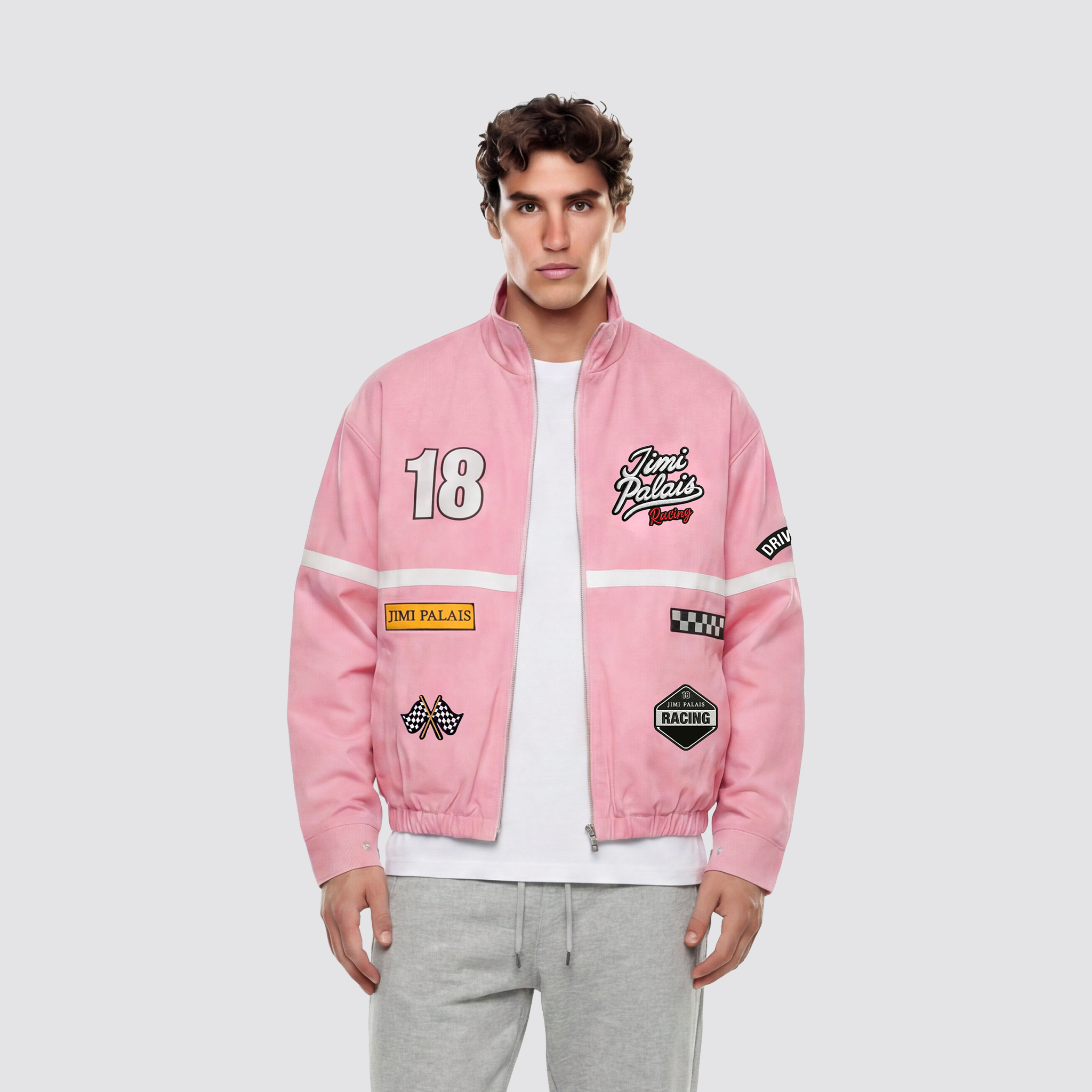 Jimi Palais Racing Jacke mit Applikationen und Rückenstickerei
