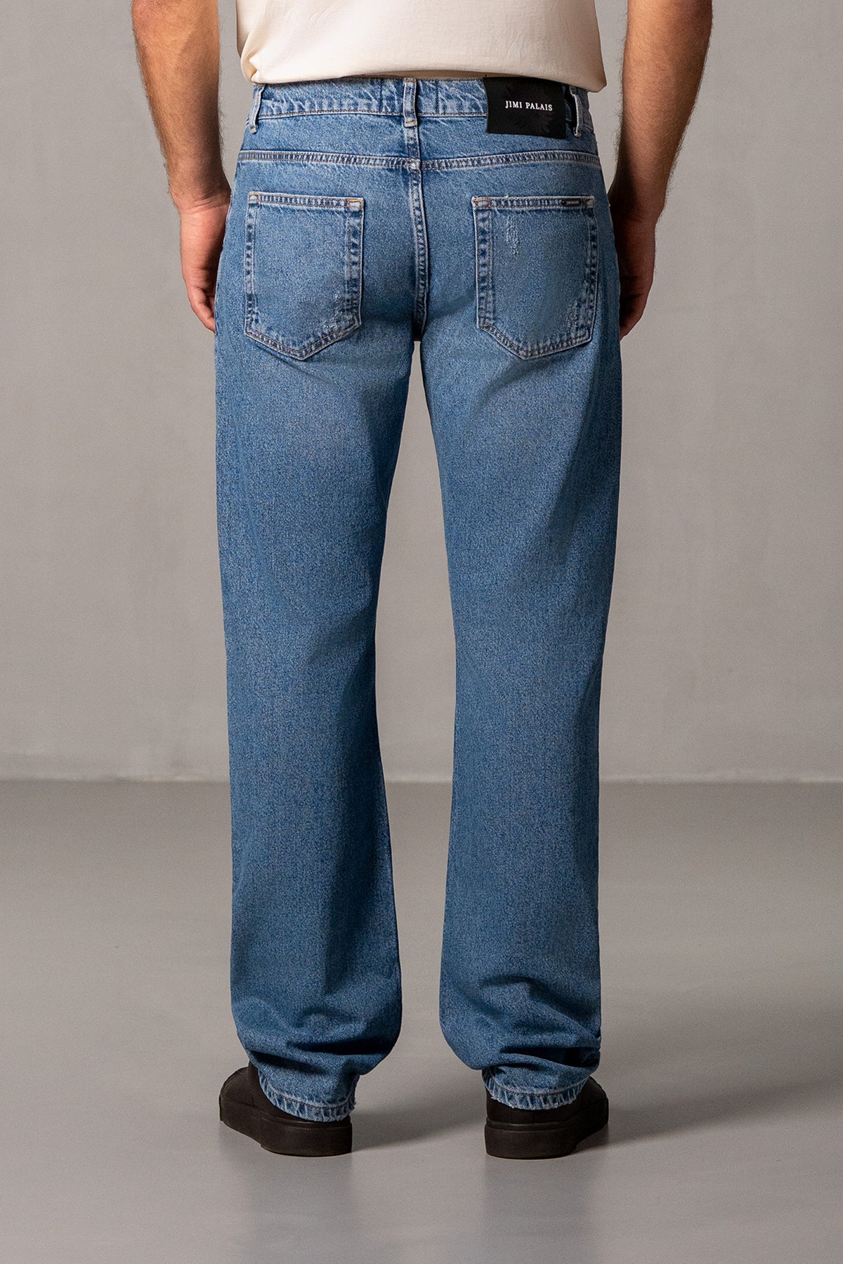 Herren Jeans Blau mit JIMI PALAIS Monogramm-Patches – Blau, Rückansicht